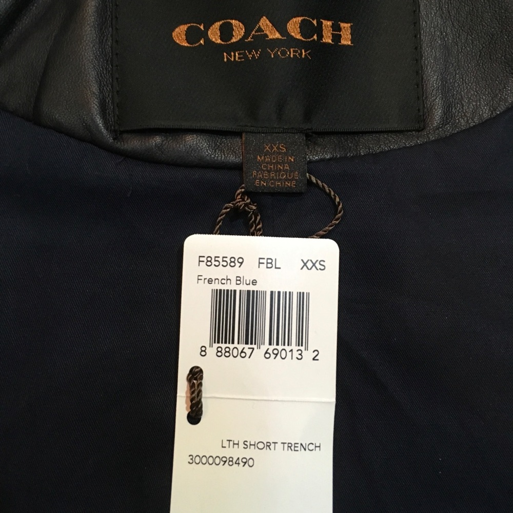NWT “FRENCH BLUE” COACH LEATHER TRENCH COAT LINED & SOFT (size 2) - Picture 2 of 12